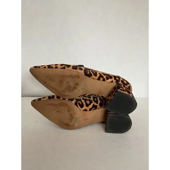 Franco Sarto - Leopard Calf Hair Slip On Low Block Heel Pumps - 9M - Picture 9 of 10